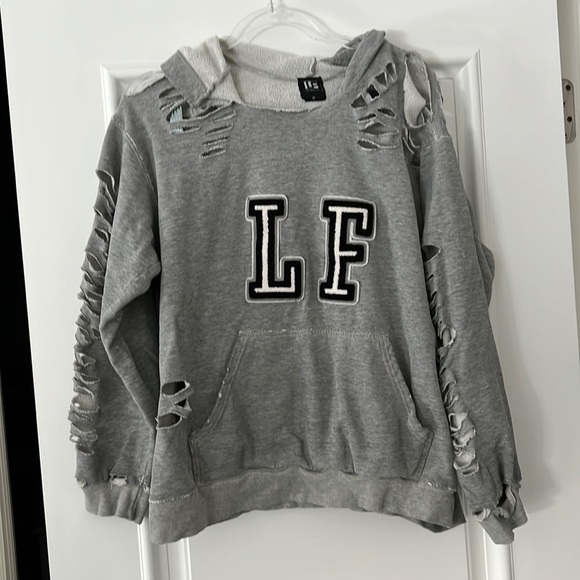 LF The Brand Logo Distressed Destroyed Vintage Look Hoodie - Picture 1 of 6